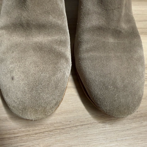 Vince Vero Cuoio Hallie Grey Tan Suede Ankle Chelsea Chunky Heel Boots - Picture 4 of 10